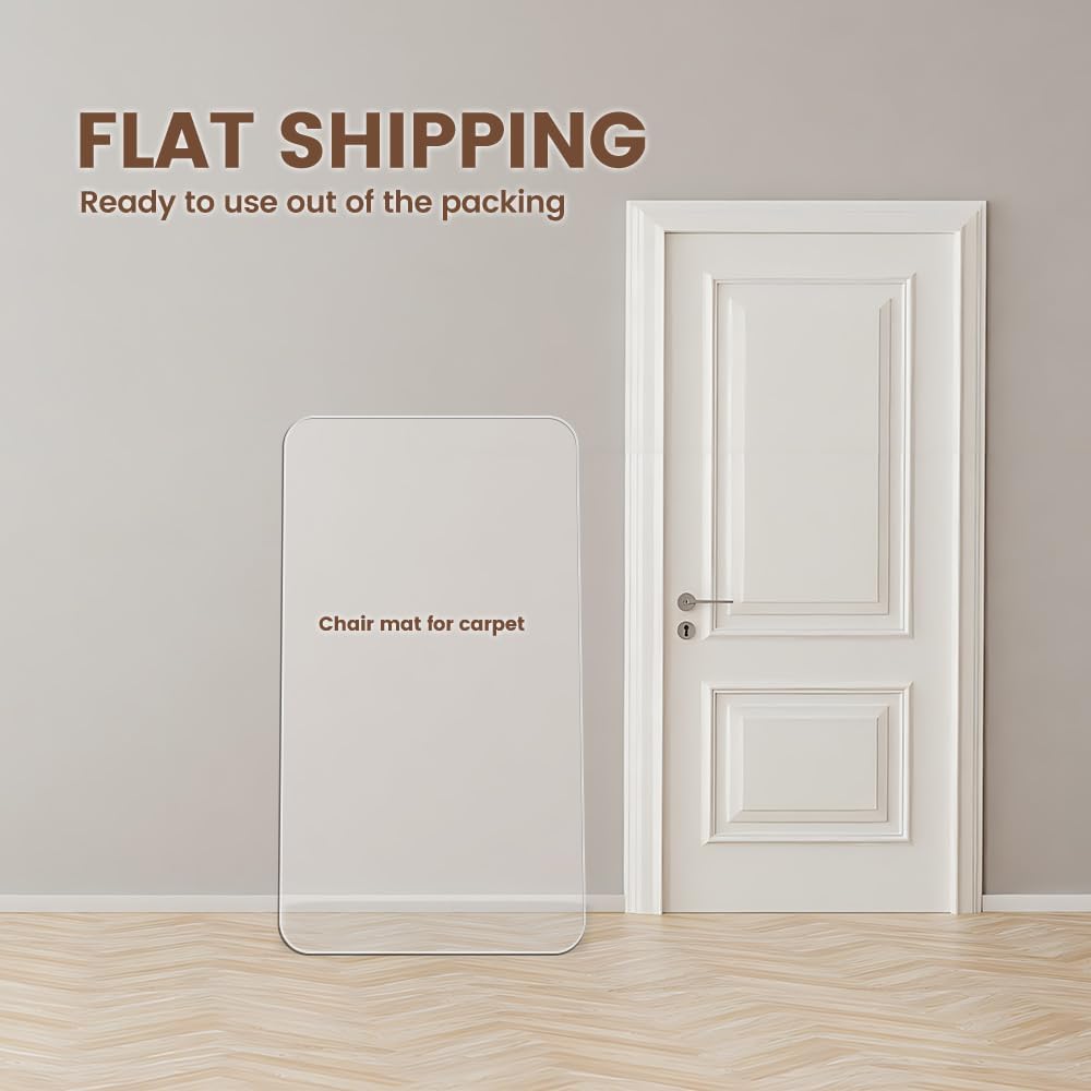 Office Chair Mat for Carpet & Hardwood Floor, 47"x32" Heavy Duty (1/7" Thick) Flat Shipping