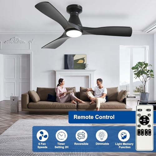 depuley 42-inch ceiling fans with lights: black 3, close-up detail