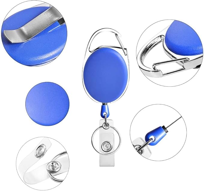 Retractable Badge Holder with Carabiner Reel Clip and Key Ring - Image 8