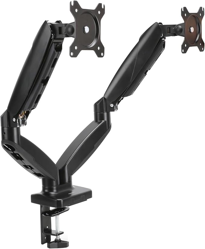 Amazon Basics Gas Spring Dual Computer Monitor Arm Mount, Adjustable, Holds up by AmazonBasics