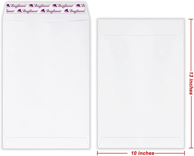 Bonfasvo 300 Pack 10x13 White Catalog Envelopes Peel & Seal Security Mailing - Image 2