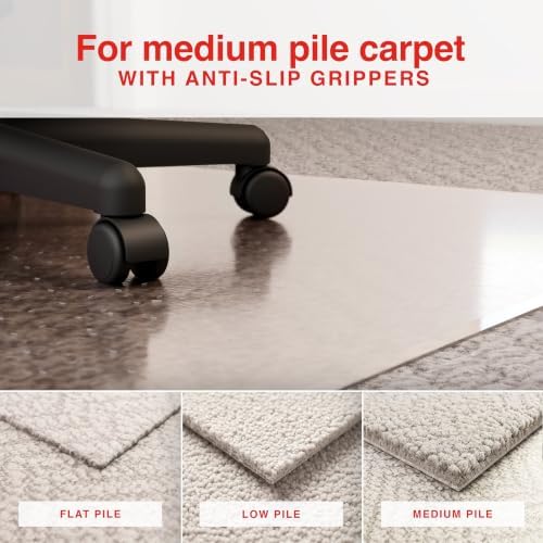 Staples Office Chair Mat, Clear, 45x53 Inch, Medium-Pile Carpet, with Lip
