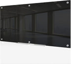 J&J worldwide Magnetic Black Glass Whiteboard 6' x 3', 70 x 35 Inches Large by JJworldwide