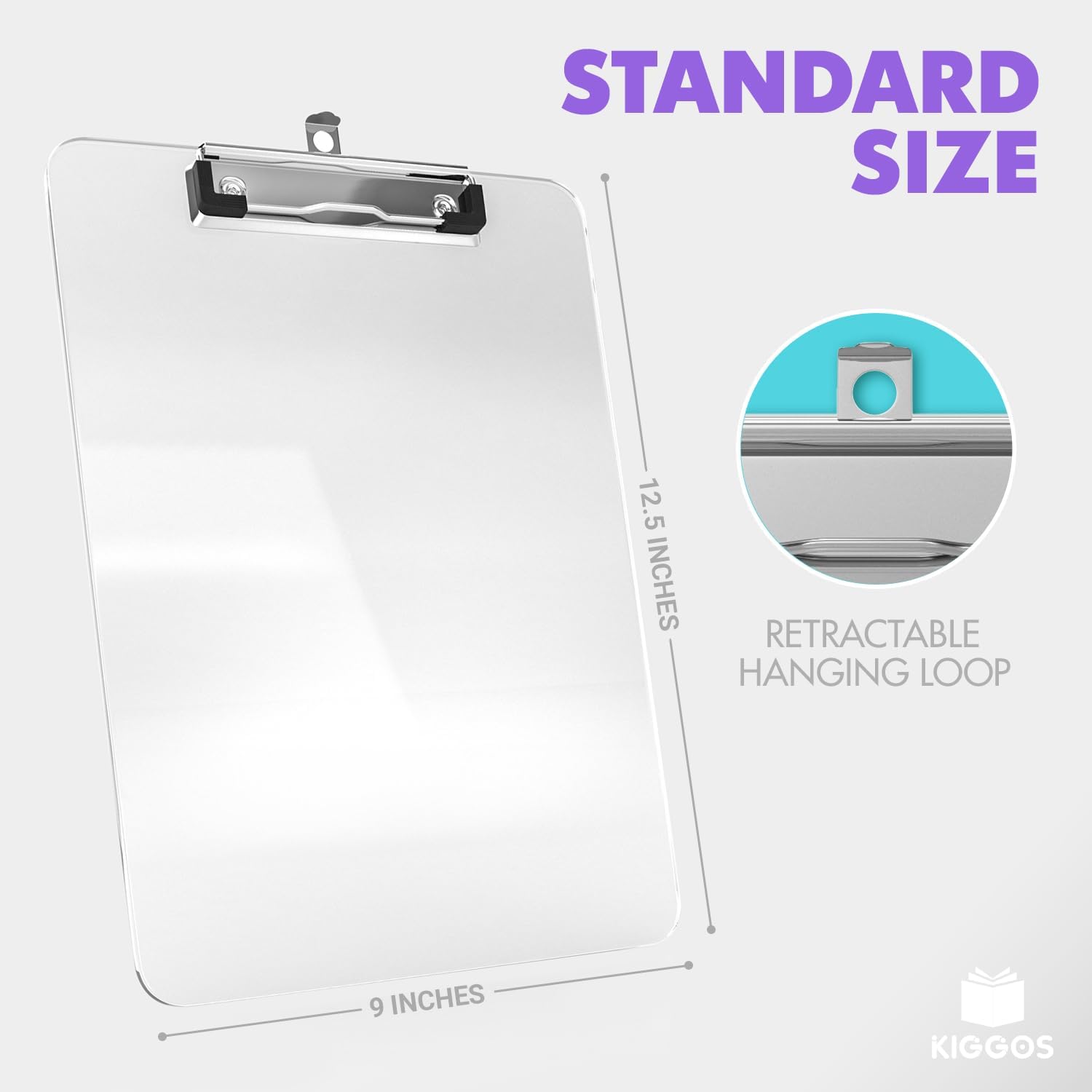 KIGGOS Acrylic Clipboards 12.5 x 9, Clear 6 Pack Letter Size Clip Boards with Low Profile Metal Clips, Hold up to 100 Sheets, Lightweight Set for Classroom, School, Office and Home