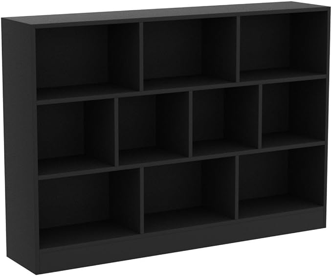 Cozy Castle Black Bookshelf, 3-Tier Open Shelf Bookcase, 10 Cube Storage - Image 4