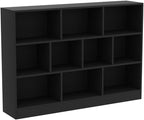 Cozy Castle Black Bookshelf, 3-Tier Open Shelf Bookcase, 10 Cube Storage - Image 4