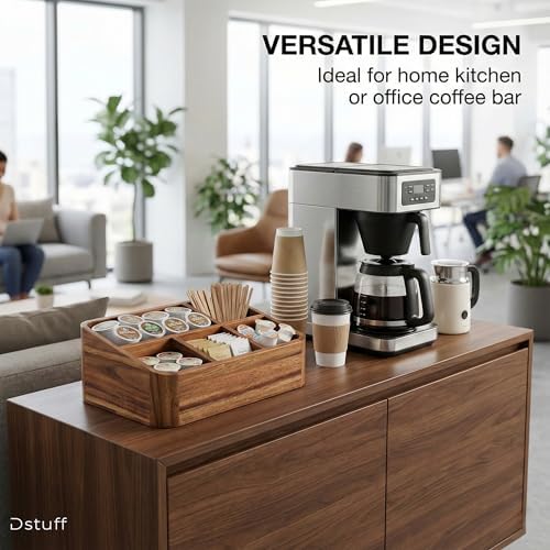 dstuff acacia wood coffee station organizer for countertop, package contents