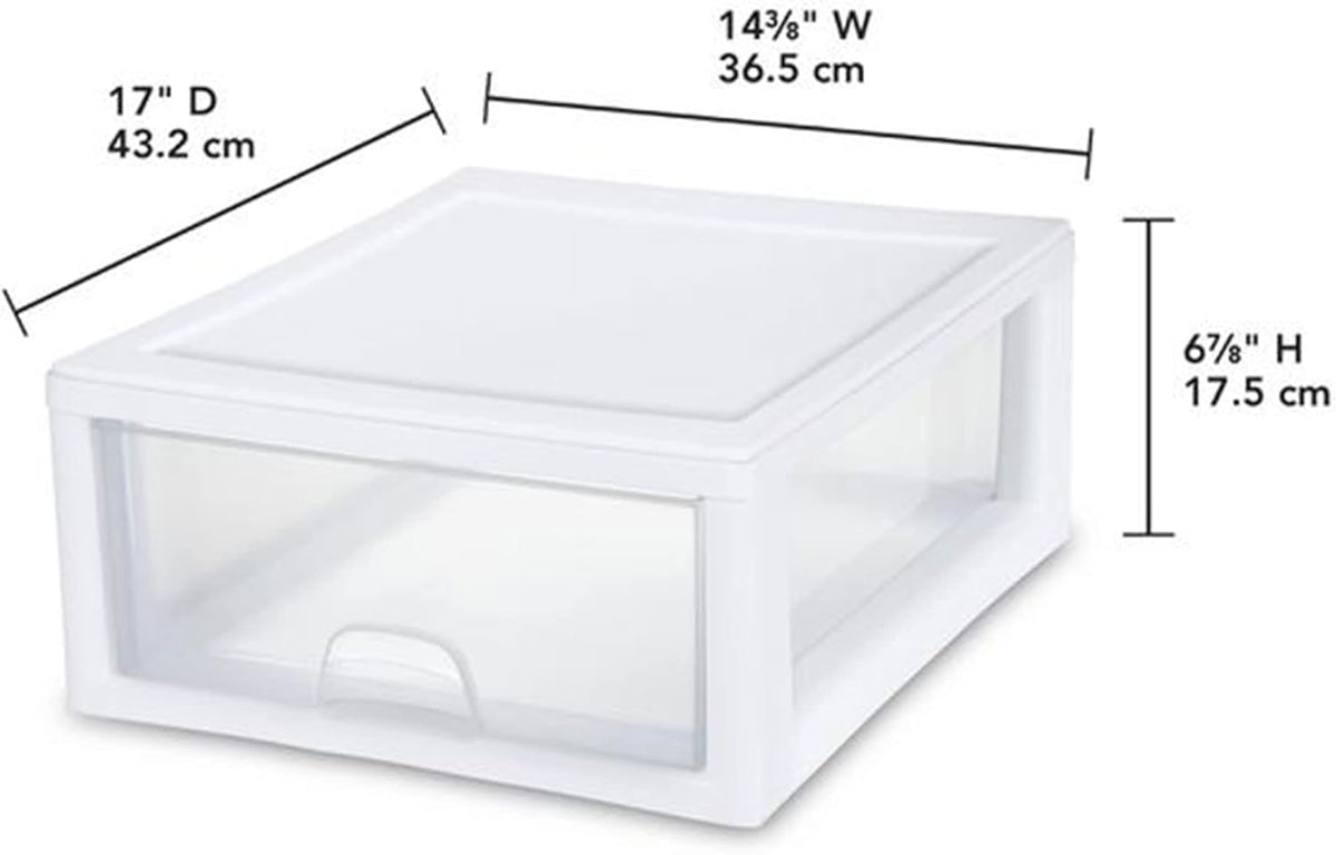 Sterilite Stacking Drawer Storage Organizer for Clothes, 16 Quart, 6-Pack
