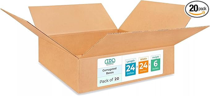 Large Shipping & Moving Boxes 24"L x 24"W x 6"H by IDLPackaging