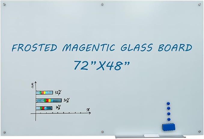 Magnetic Frosted Glass Whiteboard 48"x72" Glass Dry Erase Board 48"x72" Wall by Gooderboard