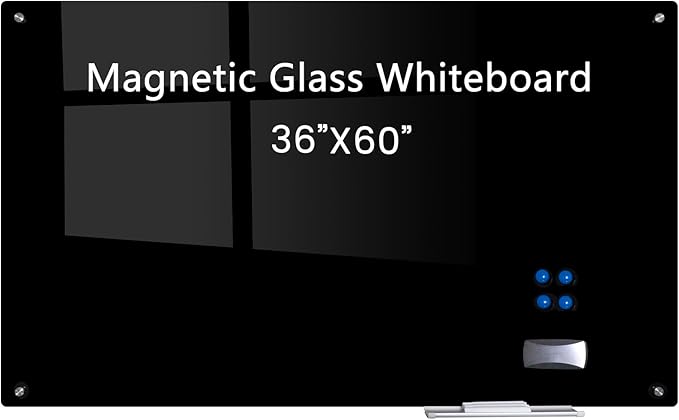 Magnetic Glass Dry Erase Board White Board Wall Mounted Whiteboard, Large by Gooderboard