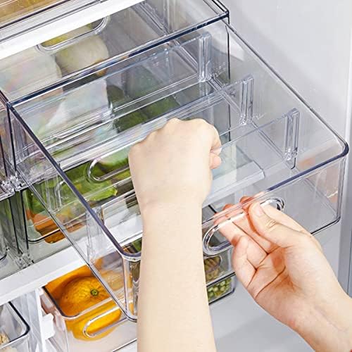 2Pack Stackable Fridge Drawers Pull-Out Bins Divided Produce Saver Containers...