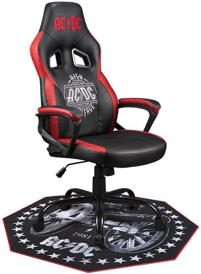 Subsonic - Metal Music Gaming Floor Mat 39.4x39.4 inch - Non-Slip for Office Chairs - Floor and Parquet Protection Mat for Gaming Rooms - Easy to Clean - Black (AC/DC)