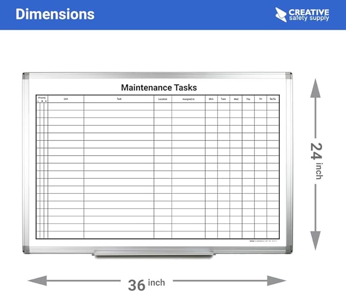Maintenance Tasks Whiteboard 36"x 24" - Image 3