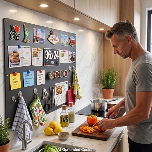 36" x 24" Magnetic Board for Wall, Heavy Duty, Black