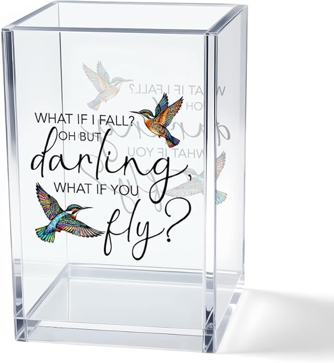 Vgrti What If I Fall What If You Fly Acrylic Cosmetic Pencil Pen Holder Cup by Unknown