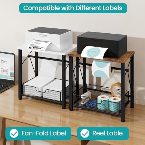 eliteroo label holder for rolls and fan-fold labels shown in use