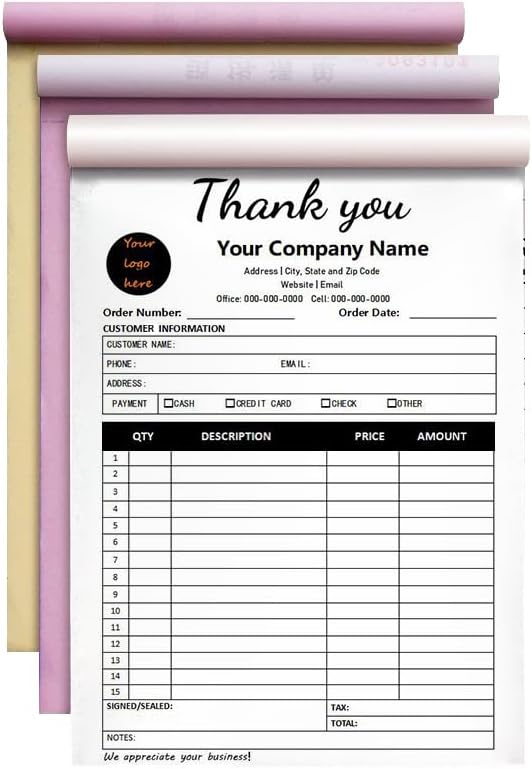 Personalized Invoice Book Custom 2 Part/3 Part Receipt Book Quote Estimate by BFHEFGSUU
