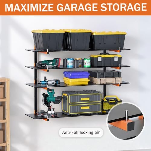 lumber storage rack wall mount, foldable 8-level wood, side view