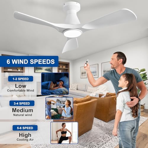 depuley 42-inch ceiling fans with lights: white 3, close-up detail