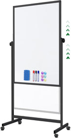 Rolling Whiteboard on Wheels, 32x48 Inches Double-Sided Magnetic Dry Erase Board by Commitedtocreatingpersonalizedproducts