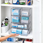 tipgo clear stackable storage drawers, acrylic bathroom makeup showing dimensions