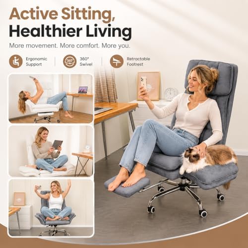 Big and Tall Office Chair with Footrest & Flip Armrests
