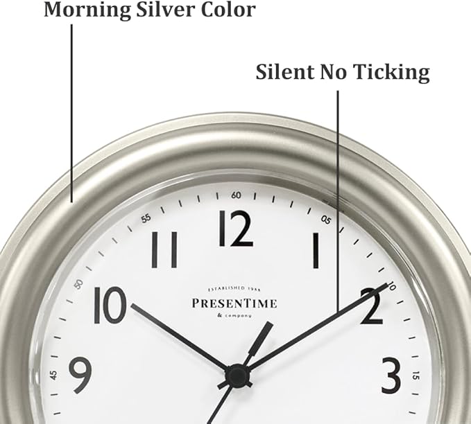Presentime & Co. 8.5" Modern Farmhouse Essential Wall Clock, Silent Non Ticking - Image 2