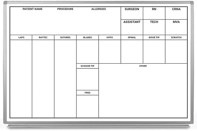 OP-Room Dry-Erase Hospital Whiteboard 36" x 24" by CreativeSafetySupply