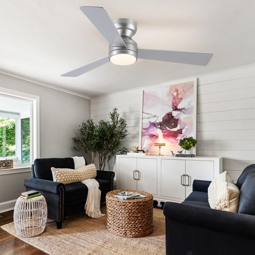 asyko 46" silver modern low profile ceiling fans, package contents