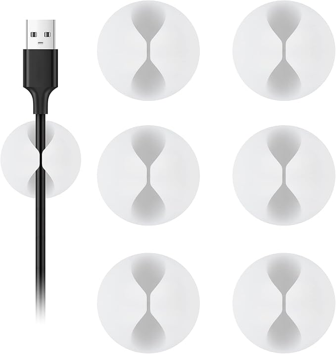 Shintop Cable Clips, 6 Pack White Cord Holder Cable Management Wire Organizer by Shintop