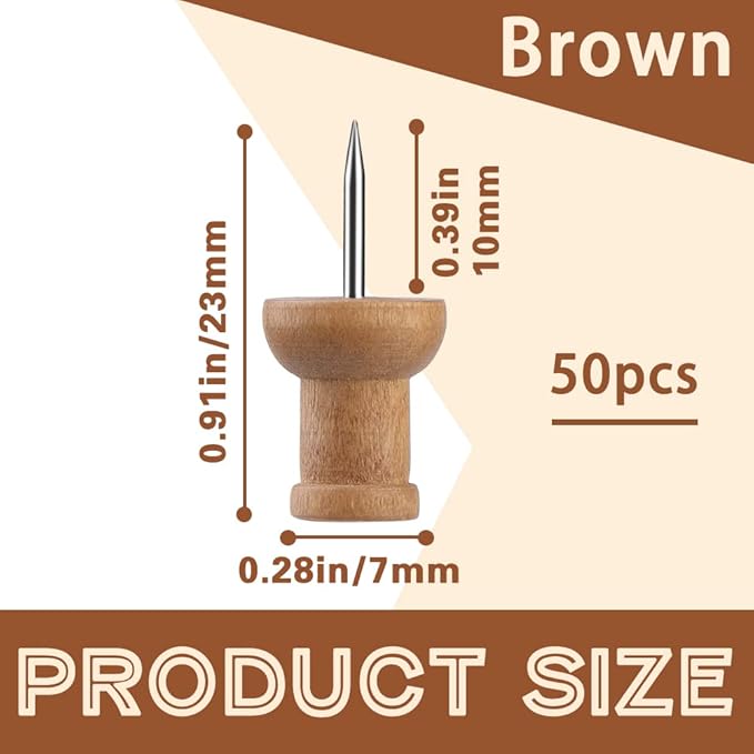 50 Pcs Wooden Push Pins, Decorative Thumb Tacks, Push Pins - Image 2
