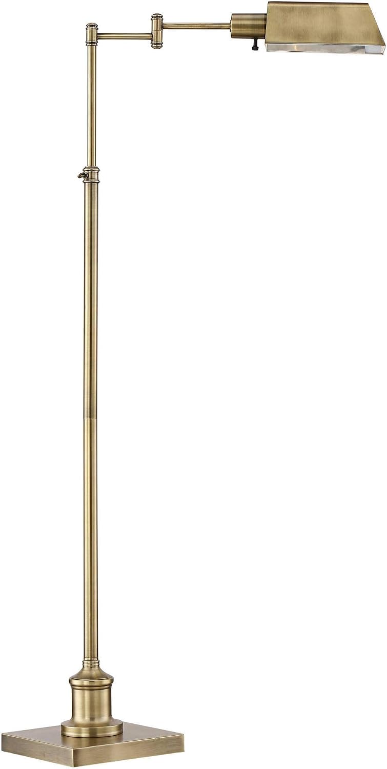 Jenson Adjustable Height Brass Swing Arm Pharmacy 54" Tall Floor Lamp