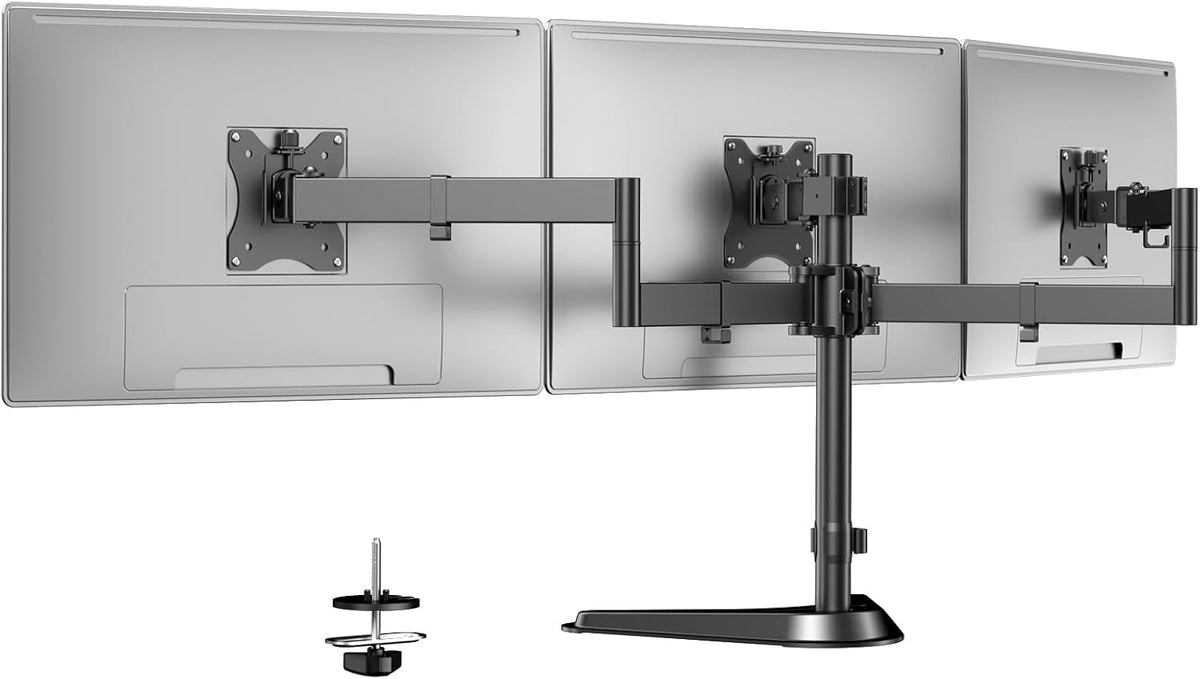 Triple Monitor Stand, Full Motion Arm Fits up to 27 inch