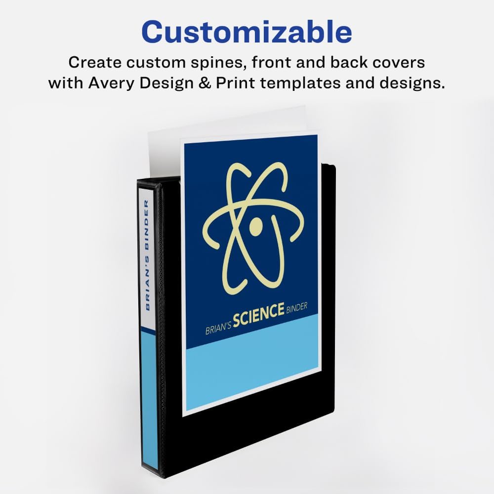 Avery® Durable View 3 Ring Binder, 0.5" Slant Rings, 1 White Binder | For Daily School, Home and Office Use, Clear View Overlays, DuraHinge Tear-Resistant Spine, DuraEdge Split-Resistant Edges
