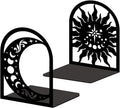 Sun Moon Metal Bookends for Shelves, High-end and Classy Book Ends for Bookshelf Decorative Books, Book Ends for Heavy Books Used for Home Office Desk Organizer and Library Decor