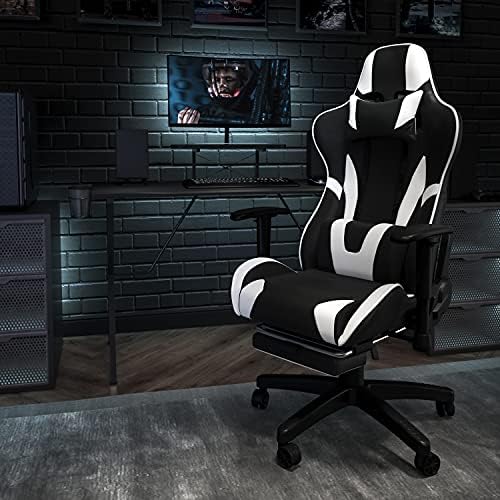 Flash Furniture Optis Black Gaming Desk and Black Footrest Reclining Gaming Chair Set with Cup Holder, Headphone Hook, and Monitor/Smartphone Stand | Cup Holder, Headphone Hook, Monitor/Smartphone Stand
