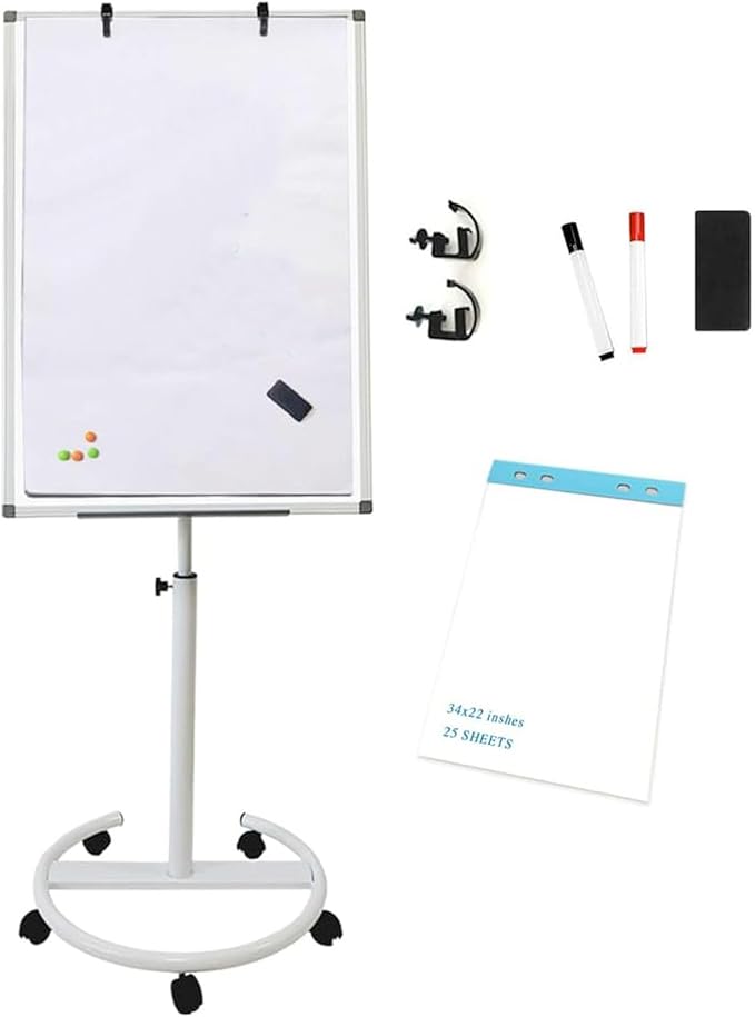 Mobile Dry Erase Board – 36x24 inches Height Adjustable Magnetic Portable by Boardest