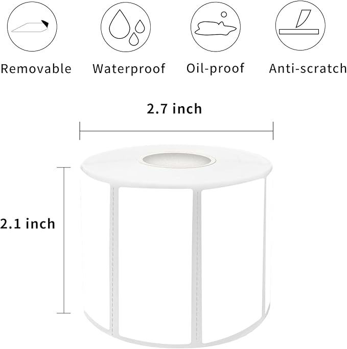 1×2 Inch White Removable Thermal Labels, Waterproof Thermal Label, 800 Sheets - Image 2
