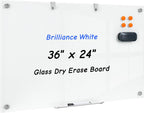 36 x 24 Inches Glass Whiteboard, Magnetic Glass Dry Erase Board