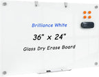 36 x 24 Inches Glass Whiteboard, Magnetic Glass Dry Erase Board by Wingwise