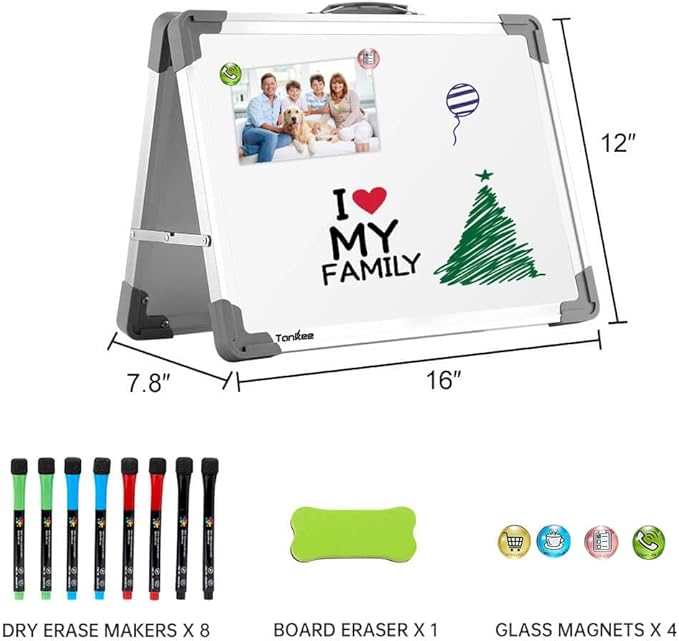 Small Dry Erase White Board – TANKEE Magnetic Desktop Foldable Whiteboard - Image 5