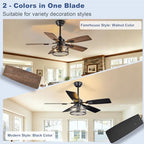depuley 42-inch ceiling fans with lights: caged ceiling, side view