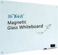 Magnetic Glass Whiteboard 48"x36" Glass Dry Erase Board 48"x36" Frameless Wall
