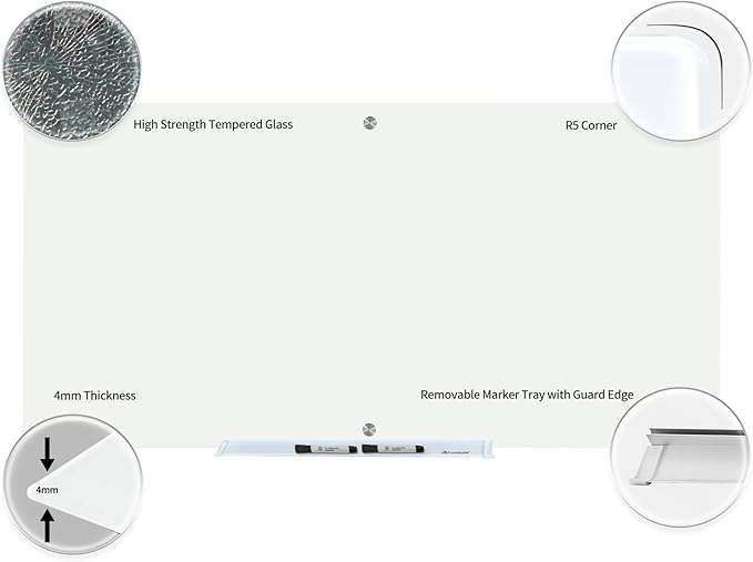 Magnetic Glass Whiteboard 6' x 3', Large Glass Dry Erase Board 70 x 35 Inches - Image 2