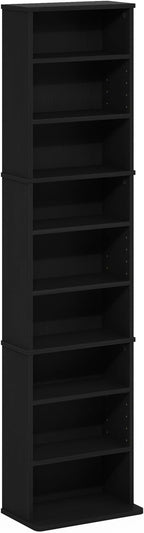 Furinno Jaya DVD Shelf, 9-Shelf Tall Narrow CD Rack, Media Shelf - Image 5