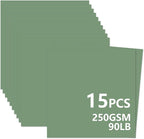 15 Sheets Sage Green Cardstock 12"x12", 250gsm/90lb Heavyweight Cover Cardstock by Bazyrock