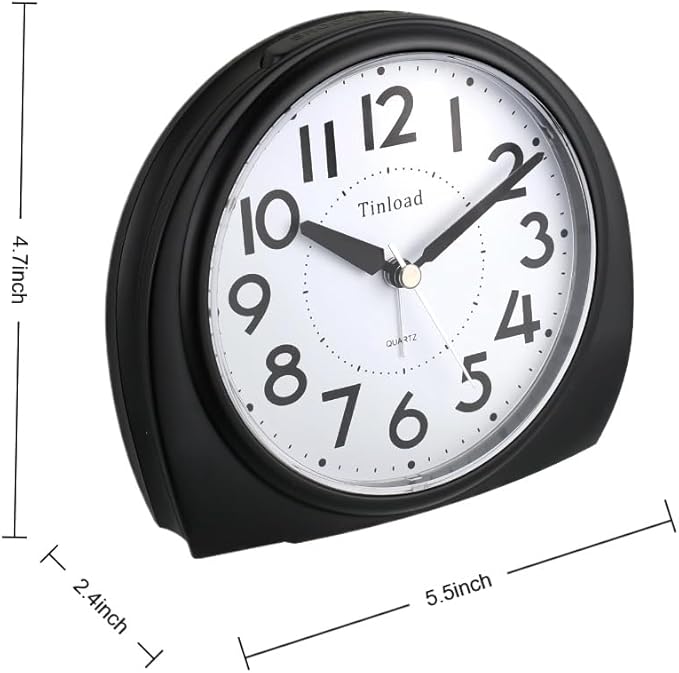 Tinload 5.5" Large Analog Alarm Clock Silent Non Ticking, Gentle Wake, Beep - Image 3