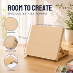 12.5"x16.5" foldable beechwood tabletop painting easel, close-up detail