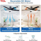 tcl 52" black flush mount ceiling fan with, side view